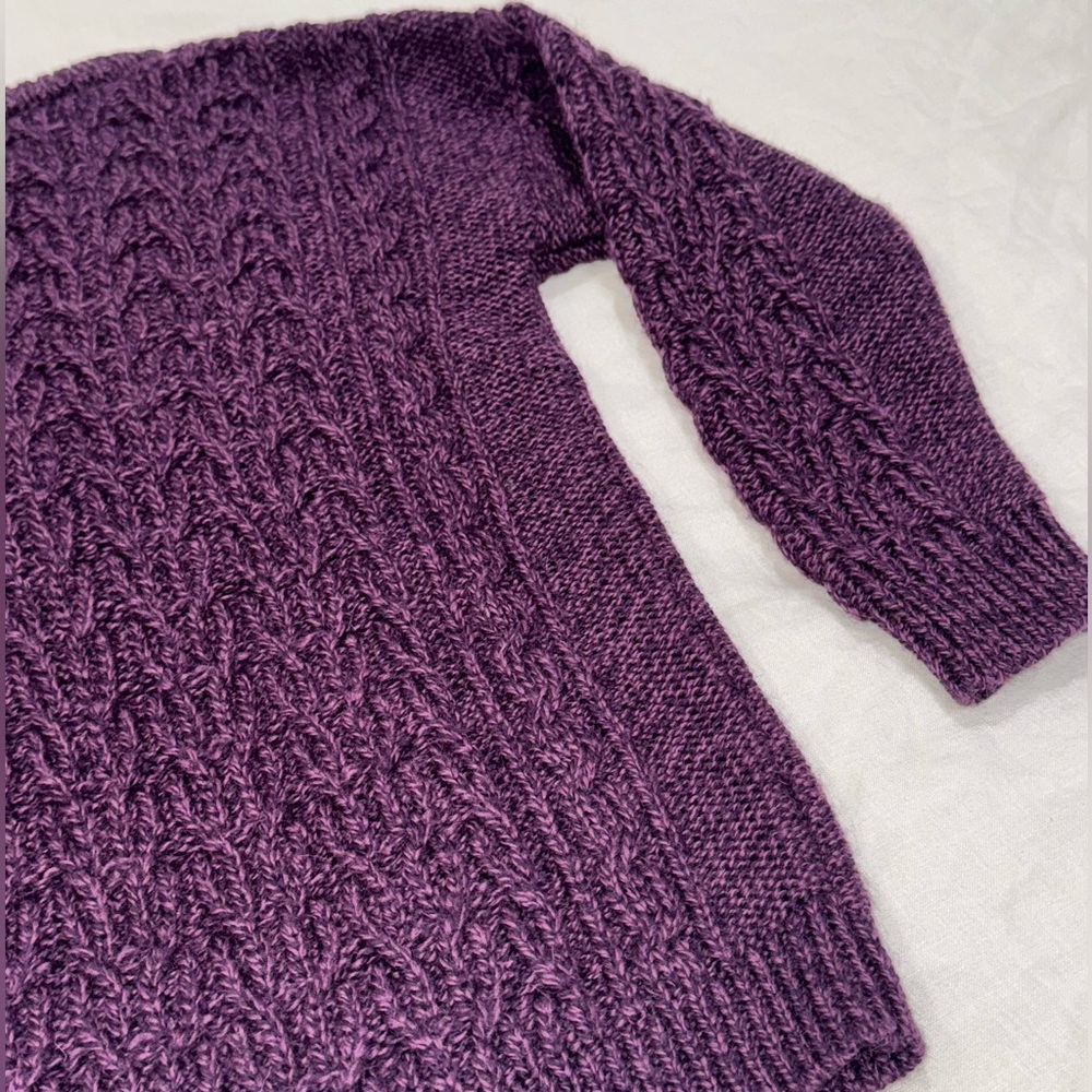 Purple Cable Knit Kids Sweater - Picture 3 of 10